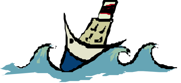 The image shows a cartoon of an animated character riding on top of waves with water around it.