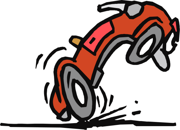 The image shows a red toy car with black wheels on top of it as if racing downhill at high speed.