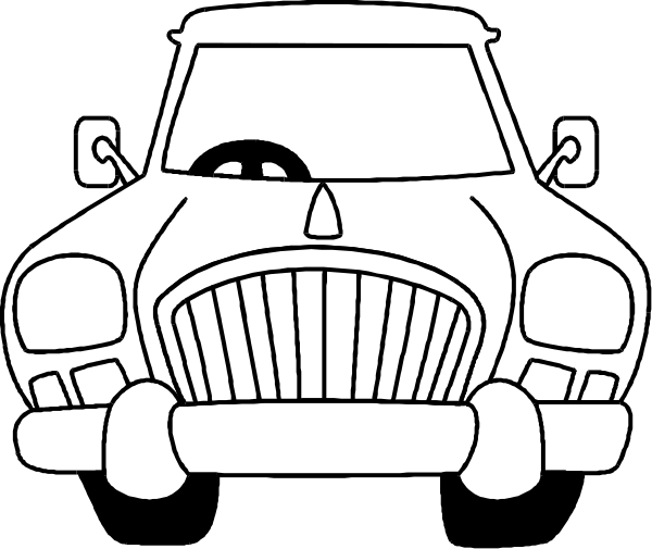 The black and white illustration shows a vintage car with an open hood parked on what appears to be a street at nighttime; there is no visible text in this image.