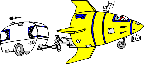 The image shows a cartoon of an airplane with two cars next to it on what appears to be runway tarmac; there is also a person standing near one car who seems to have just disembarked from the plane, and another individual in front of both vehicles looking at them.