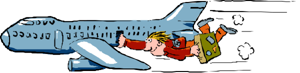 The image shows a cartoon of an airplane with three passengers on board: two men sitting next to each other wearing ties in front seats, one man standing up behind them holding onto handrails looking out window and another person seated at back end of plane who appears surprised or shocked by the situation.