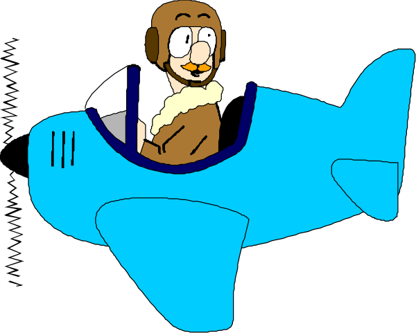 The cartoon shows a dog sitting inside an airplane cockpit with its paws on the controls of the plane while it's in flight against a black background.