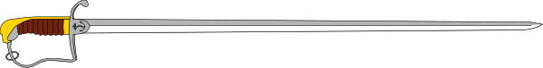 The image shows a sword with two handles on either end of it against a gray background.