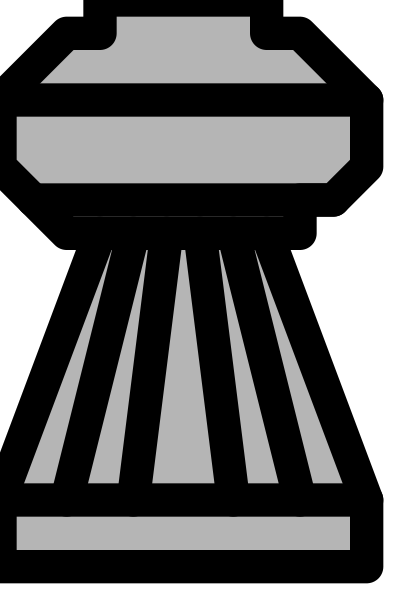 The image shows a pixelated representation of an alien spacecraft with two visible windows on its side against a dark background.