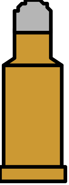 The image shows a pixelated depiction of an object that resembles a bottle with a label on it peeking out from behind what appears to be another item in front of which is partially obscured by shadow, suggesting depth and perspective within this small clip-art scene.