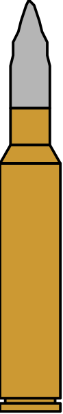The image shows a missile with an orange body and white tip on its left side against a gray background.