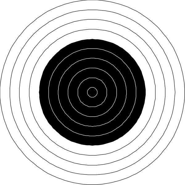 The image shows a black circle with concentric circles inside it against a dark background.
