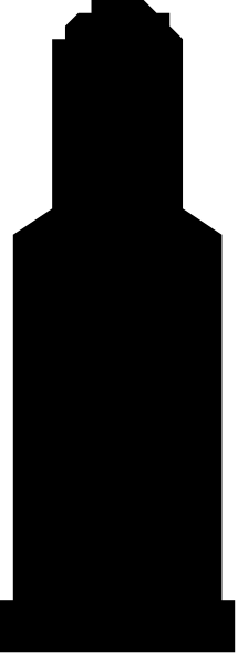 The image shows a black and white pixelated representation of an abstract figure with vertical lines on its body against a gray background.