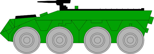 The image shows a green tank with white wheels on top of it.