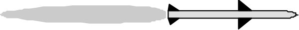 The image shows a black arrow pointing to an object that appears to be a white stick figure with two arms extended outward in front of it on either side; there is no background detail visible due to its small size and low resolution, making any additional description speculative or impossible based on the available information.