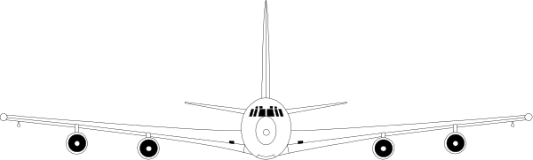 The image shows a large airplane with two engines on each wing parked at an airport runway during nighttime under clear skies.
