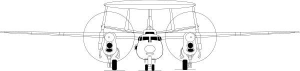 The image shows a black and white illustration of an airplane on top with its landing gear down against a dark background that resembles night sky.