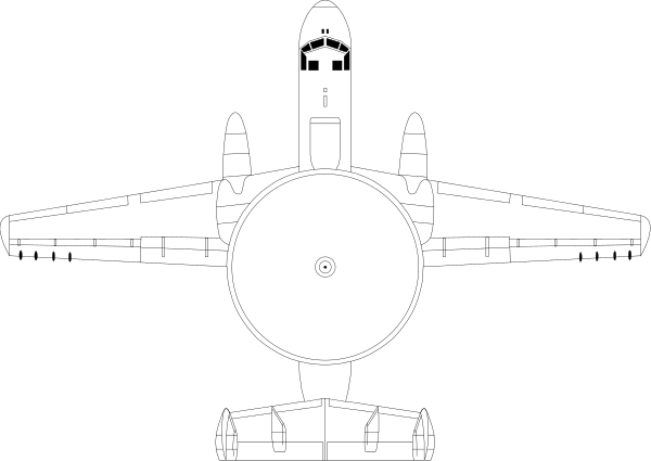The black and white illustration shows a fighter jet with two engines on its wings against an indistinct background.