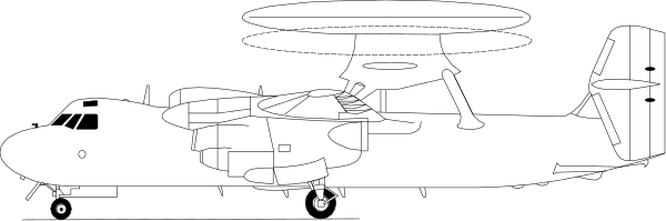 The image shows a black and white illustration of an airplane with its landing gear down on what appears to be a runway at nighttime.