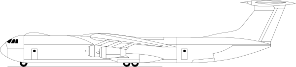 The image shows a black and white photo of an airplane with its landing gear down on what appears to be runway at nighttime.