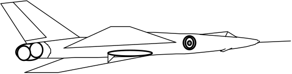 The black and white illustration shows a fighter jet with its landing gear down on what appears to be an aircraft carrier deck at nighttime.
