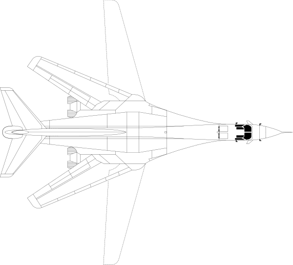 The black and white illustration shows a fighter jet with its nose open against an airplane hangar background.