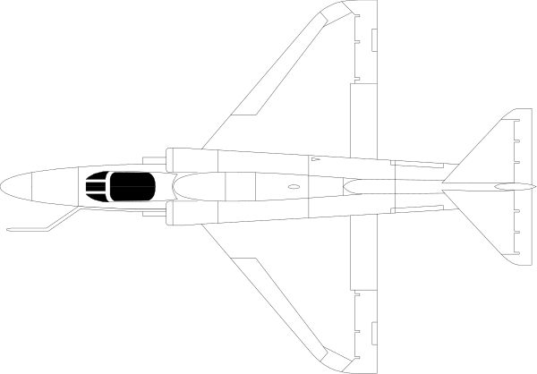 The black and white illustration shows a fighter jet with its nose pointed upwards against an unseen background.