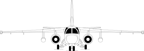 The black and white silhouette of a plane with two engines on its wings against an indistinct background.