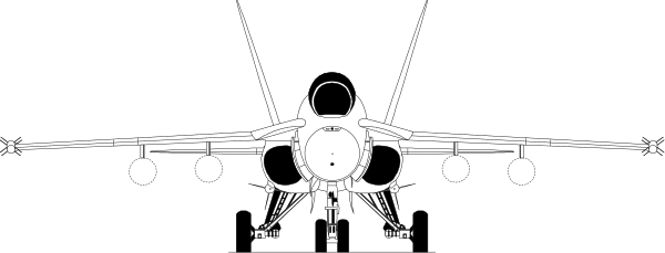 The black and white illustration shows a fighter jet with its landing gear down on what appears to be an aircraft carrier deck at nighttime.