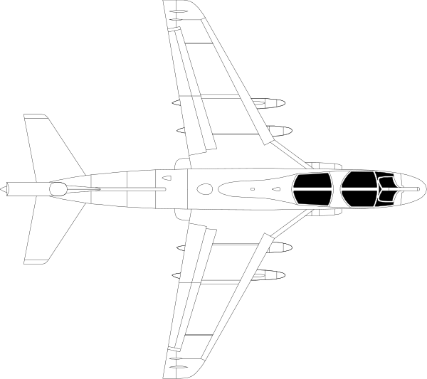 The black and white illustration shows a fighter jet with its nose pointed upwards against an untextured background.
