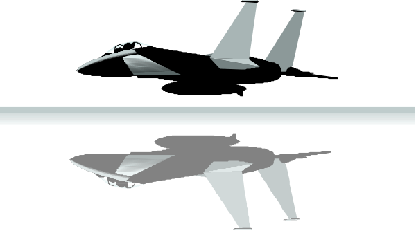 The image shows two fighter jets flying side by side against a dark background with white lines separating them from each other in flight formation.