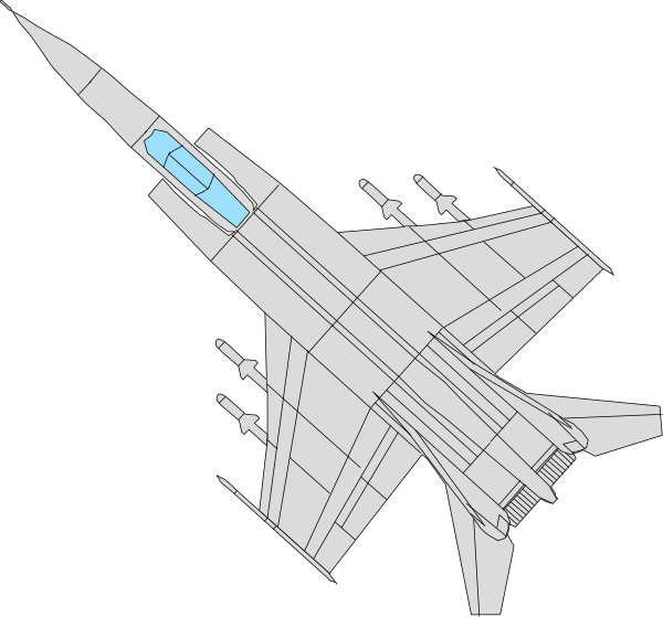 The image shows a fighter jet with its canopy open against a black background; there is no text present on this clip-art illustration of an aircraft.