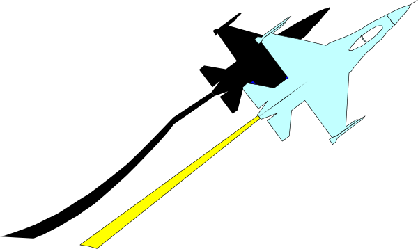 The image shows a cartoon of an airplane flying through space with laser beams emanating from it towards another object in front of which there is text that reads "YOU ARE HERE."