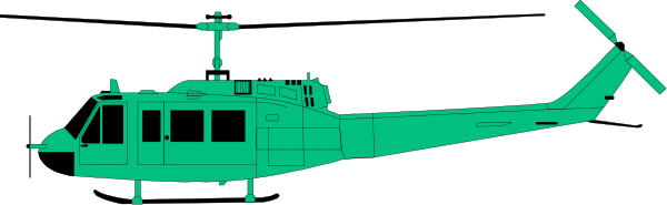The image shows a helicopter with its doors open against an indistinct background that appears to be dark grey.