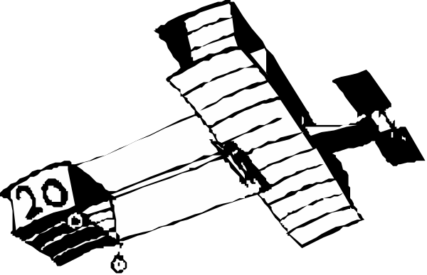 The black and white photo shows a satellite dish with an antenna pointing upwards against a dark background.