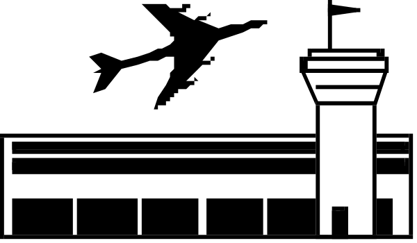 The black and white pixelated image shows a simple depiction of an airport terminal with gates labeled A1 through D20 in descending order from left to right along one side; there is no text present, indicating that this could be either a real-life or stylized representation commonly used for navigation purposes.