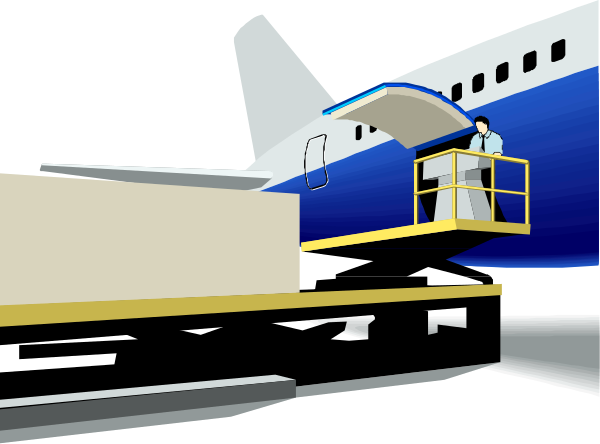 The image shows a cartoon of an airplane with its door open on what appears to be a runway at nighttime. A person is standing in front of it wearing headphones over their ears as if listening for instructions, and there's another individual inside who seems to have just disembarked or prepared the plane for departure. The aircraft has blue livery with white lettering on its side, indicating a company logo that isn't fully visible due to cropping of image.