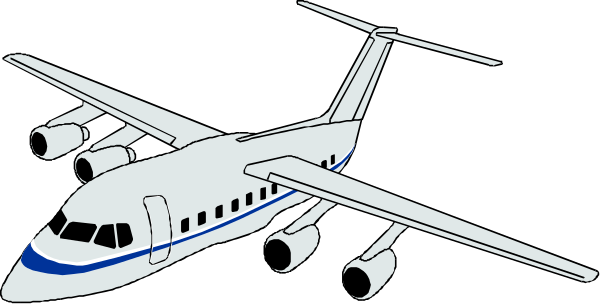 The black and white illustration shows a large airplane with two engines on its wings parked at an airport terminal under dark skies.
