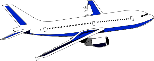 The image shows a blue airplane with white wings on top of it against a gray background.