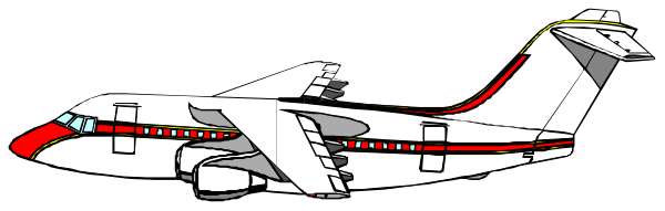 The image shows a large airplane with two smaller planes on its wings parked at an airport terminal under clear skies.