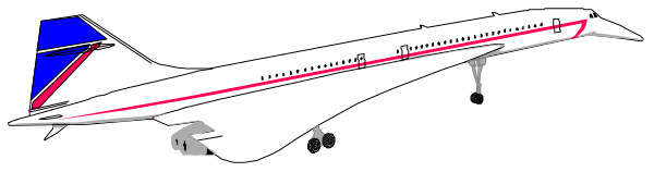 The image shows a large passenger jet with red accents on its body parked at an airport gate next to another plane that is partially visible in front of it.