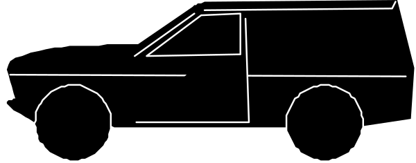 The black and white line drawing shows a truck with four wheels on top of it.