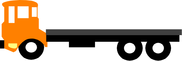 The image shows a truck driving on an overpass with two wheels visible above it against a gray background.