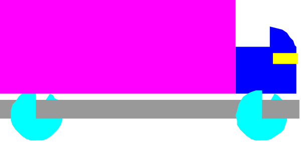 The image shows a pixelated representation of an object with blue highlights on its surface against a purple background.