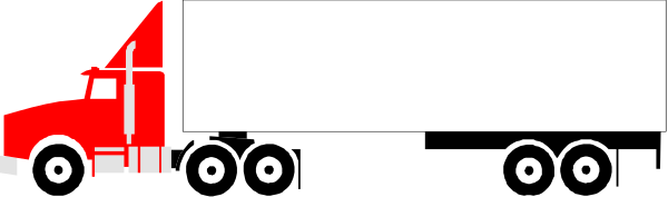 The image shows a red semi truck with white wheels on top of it against an indistinct background.