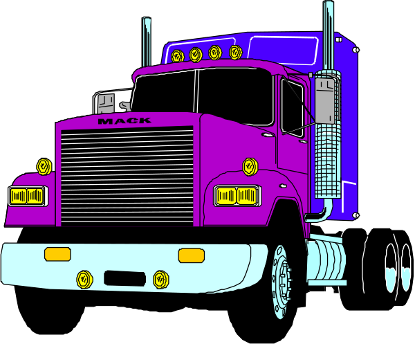 The image shows two semi trucks parked side by side with a dark background; there is no text present within this clip-art illustration.