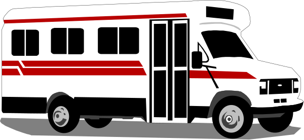 The image shows a red bus with white stripes parked next to it on its side is another identical vehicle that appears to be in motion due to perspective distortion created by this effect.