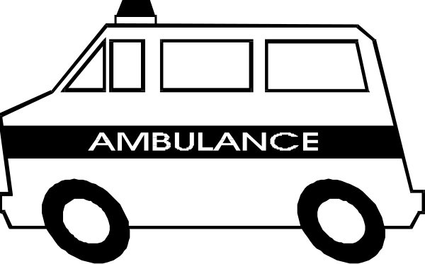 The image shows a black background with white text that reads "AMBULANCE" at the bottom center of it.