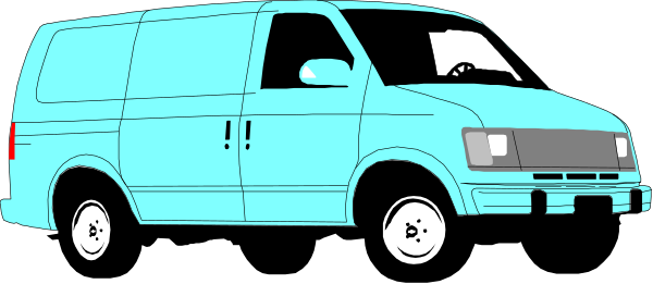The image shows a blue van parked next to an ATM machine at nighttime with no visible textures on its surface.