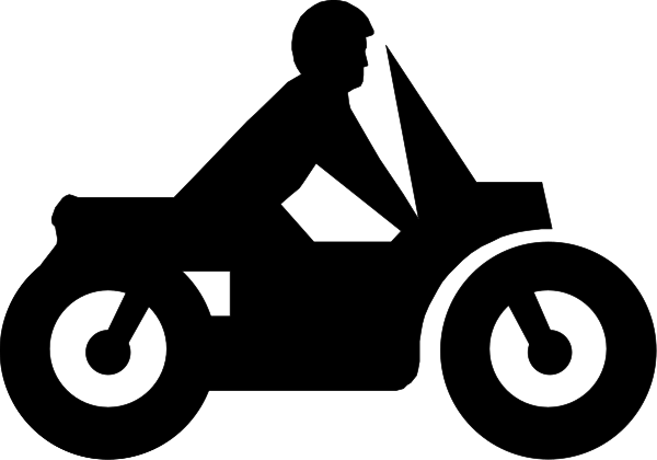 The image shows a black silhouette of an object with four wheels on it against a white background.