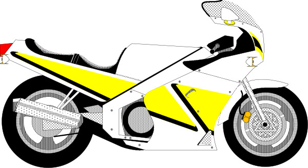 The image shows a motorcycle with its front facing forward against a black background.