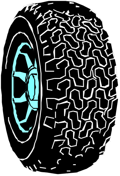 The black and white illustration shows a single tire with treads on it against an unseen background.