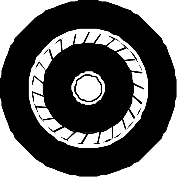 The black and white illustration shows a wheel with spokes against an untextured background.