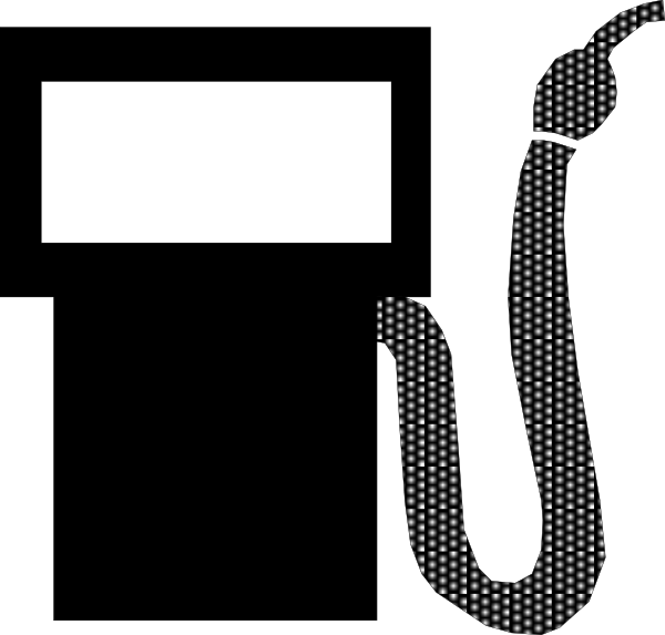 The image shows a black and white icon of an oil can with a wrench inside it next to what appears to be a gas pump nozzle on top.