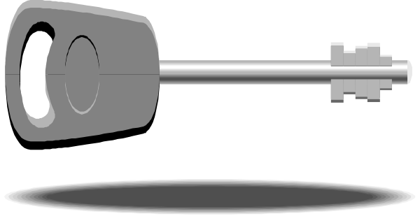 The image shows a key with two keys attached to it on top of each other against a dark background.